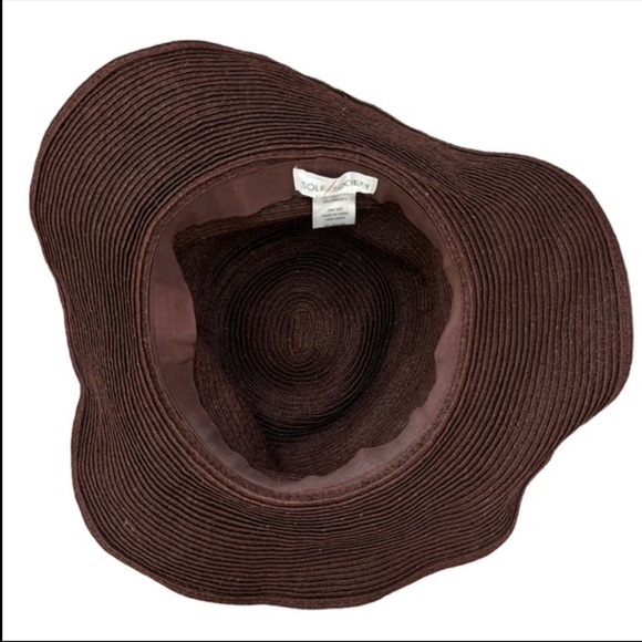 Woven Hat Brown Black Belted Foldable Packable Sun Travel Fashion One Size - Picture 7 of 14